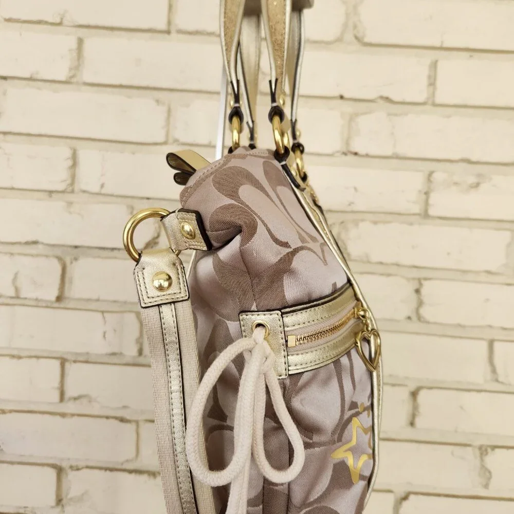 Coach Poppy Glam Applique 2 Way Shouler Bag Handbag Purse